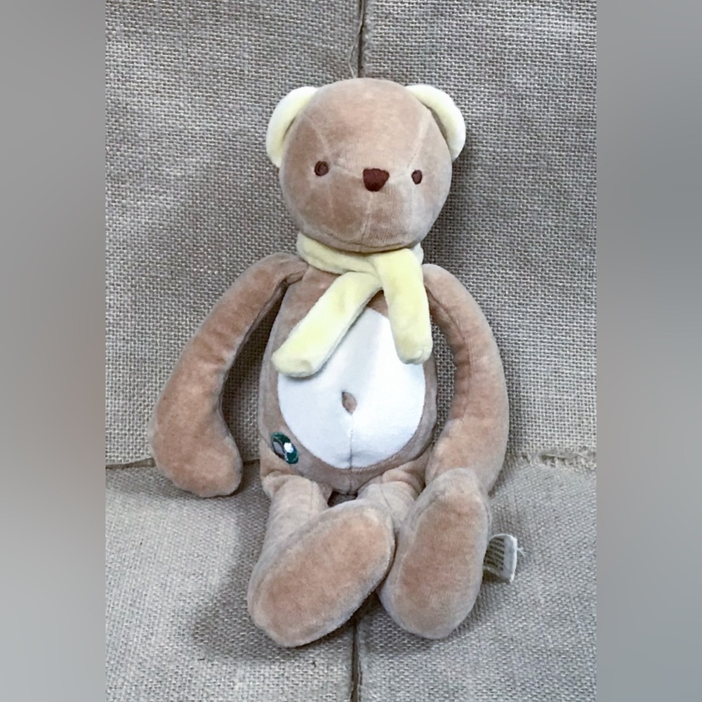 My Natural Beige Teddy Bear Lovey In Yellow Scarf Plush Stuffed Animal Baby Toy